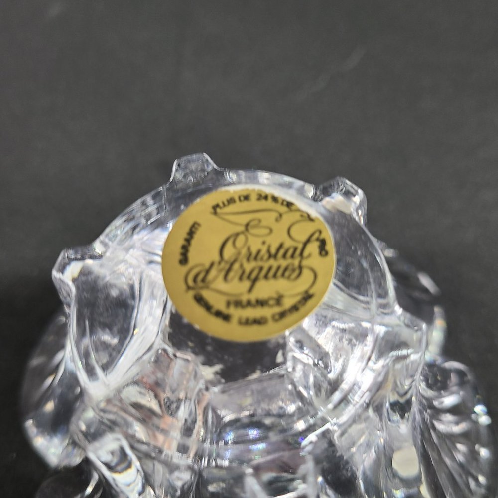Floral shape Cristal D'Argues France candleholder. Genuine Lead Crystal. - Picture 5 of 6